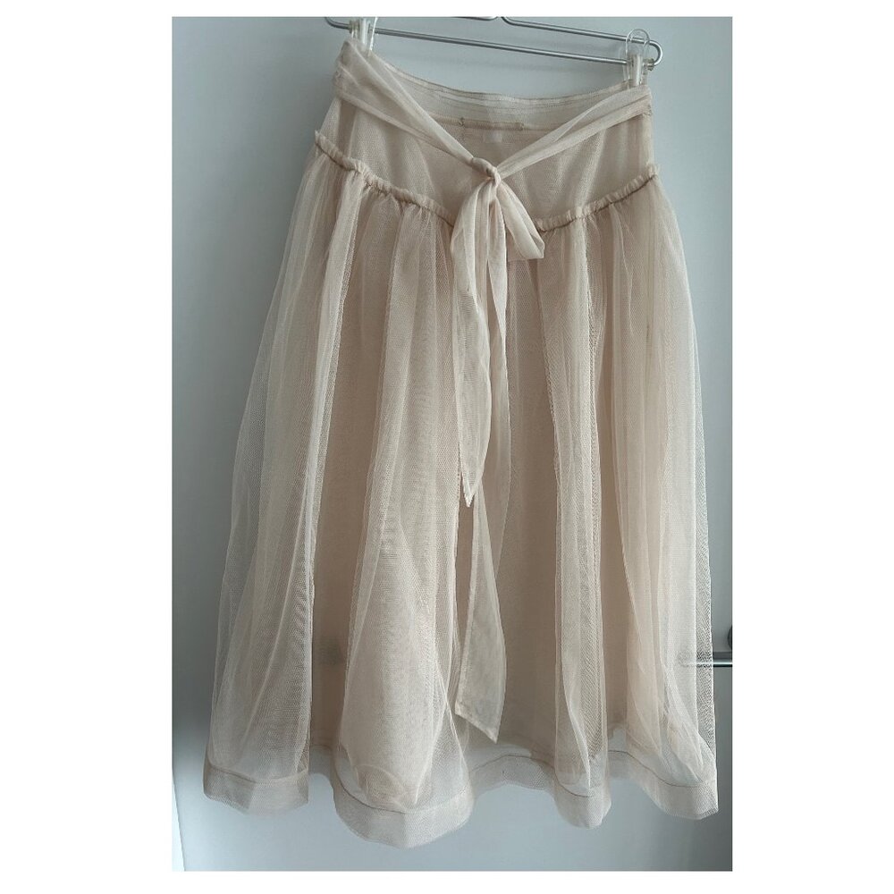Kimchi Blue Sheer Tie-Waist Midi Skirt in Light Beige
